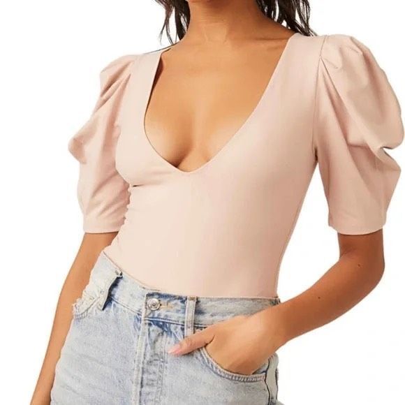 NEW Free People Va Va Voop Puffed Sleeve Bodysuit size S - Picture 3 of 7